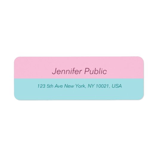 トレンディーミントブルー赤面ピンクエレガント差出人住所 ラベル (正面)