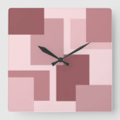 トレンディームーブトープ埃のバラカラーブロックパターン スクエア壁時計 (正面)