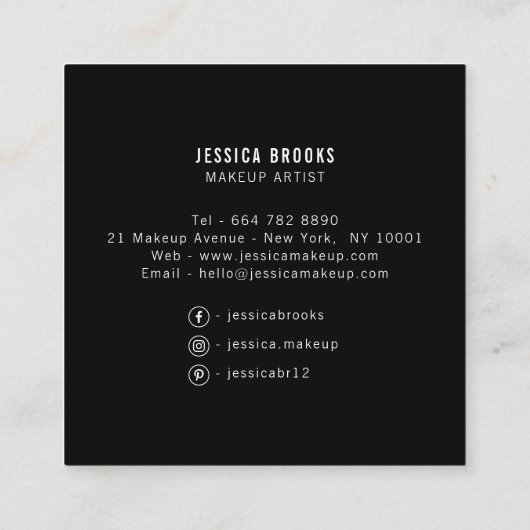 トレンディーメイクアップアーティストのアイシャドウ自然パレット スクエア名刺 (裏面)