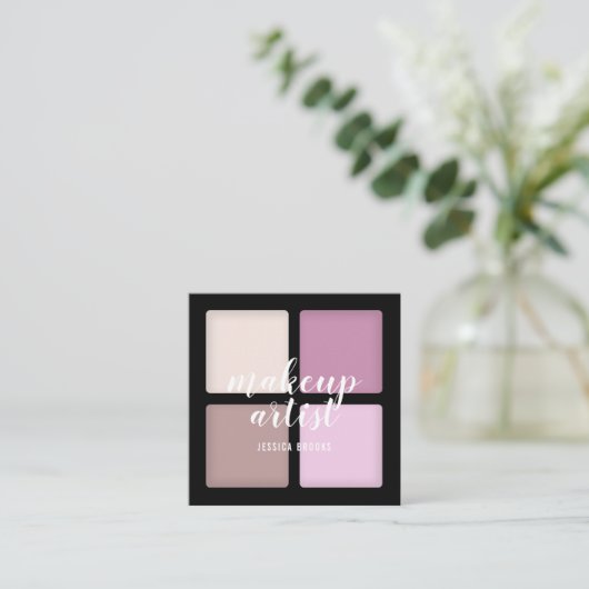 トレンディーメイクアップアーティストのアイシャドウ自然パレット スクエア名刺 (スタンド正面)