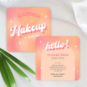 トレンディーメイクアップアーティストガーリーレトロピーチ美しい スクエア名刺