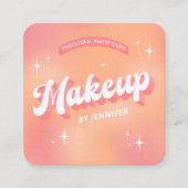 トレンディーメイクアップアーティストガーリーレトロピーチ美しい スクエア名刺 (正面)