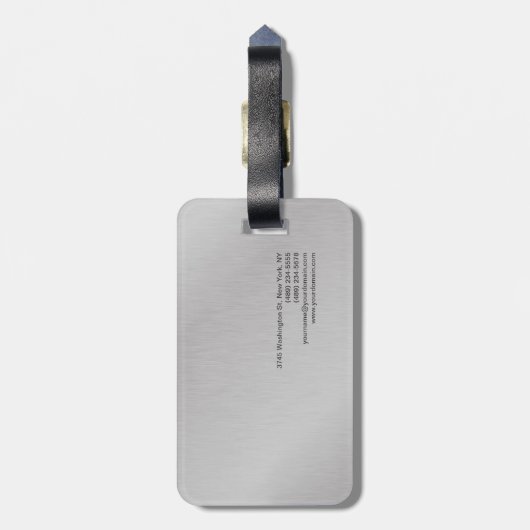 トレンディーメイクアップアーティストシルバーグレーオレンジモノグラム ラゲッジタグ (裏面縦)