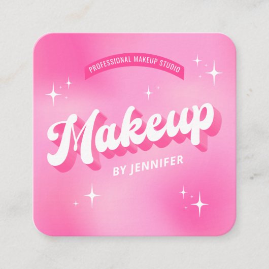 トレンディーメイクアップアーティストピンクガーリーグルーヴィ美しい スクエア名刺 (正面)