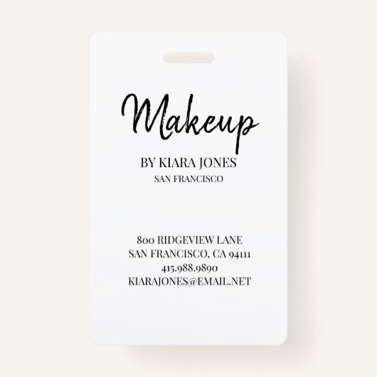 トレンディーメイクアップアーティストフォトホワイトスクリプト バッジ (裏面)