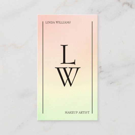 トレンディーメイクアップアーティスト光グラデーシカラフルョン 名刺 (正面)