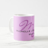 トレンディーメイクアップアーティスト薄紫&オーキッドカラーモノグラム コーヒーマグカップ (正面左)