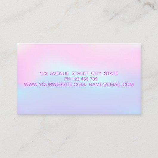 トレンディーメイクアップアーティスト，ホログラフィックラフェイクッシュ 名刺 (裏面)