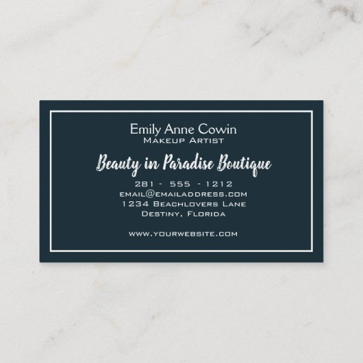 トレンディーメイクアモダンーティストトロピカルリーフグリーンリー 名刺 (裏面)