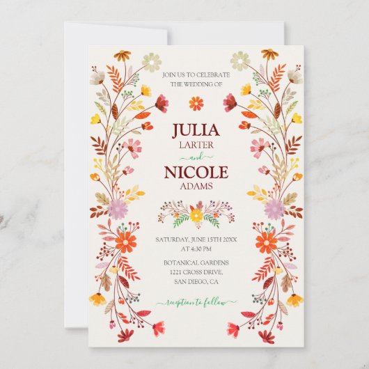 トレンディーメキシカンタラベラフローラフィエスタ結婚ス 招待状 (正面)