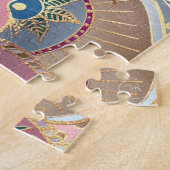 トレンディーメタリック金ゴールドとピンクマンダラデザイン ジグソーパズル (側面)