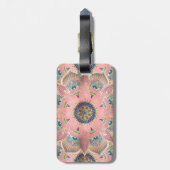 トレンディーメタリック金ゴールド及びピンクマンダラデザイン ラゲッジタグ (裏面縦)