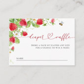 トレンディーメドウいちご赤ちゃんシャワーおむつラッフル エンクロージャーカード (正面)