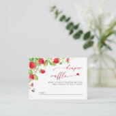 トレンディーメドウいちご赤ちゃんシャワーおむつラッフル エンクロージャーカード (スタンド正面)