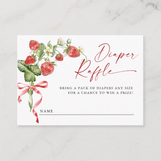 トレンディーメドウいちご赤ちゃんシャワーおむつラッフル エンクロージャーカード (正面)