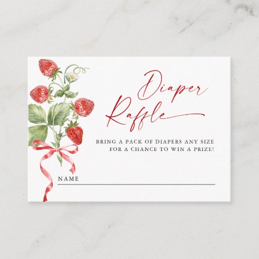 トレンディーメドウいちご赤ちゃんシャワーおむつラッフル エンクロージャーカード (正面)