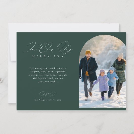 トレンディーメリーエラウィンターファミリーアーチフォトグリーン シーズンカード (正面)