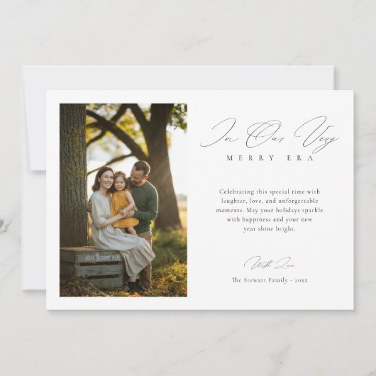 トレンディーメリーエラモダンファミリー写真クリスマス シーズンカード (正面)