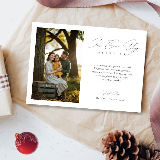 トレンディーメリーエラモダンファミリー写真クリスマス シーズンカード