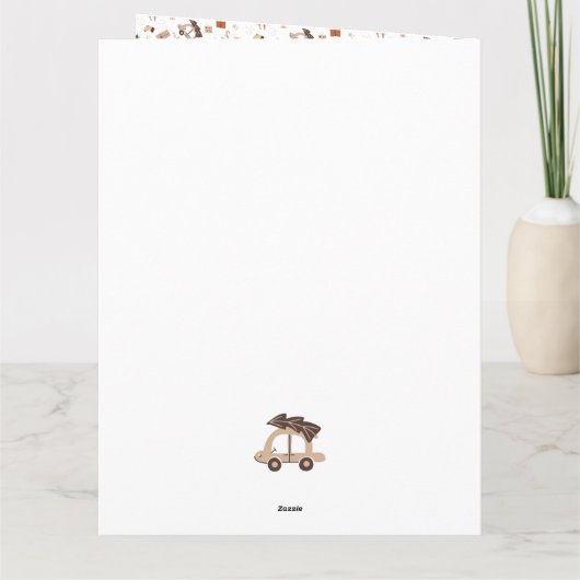 トレンディーメリークリスマスカーファミリーの写真 カード (裏面)