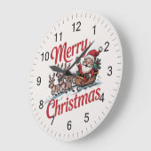 トレンディーメリークリスマスサンタスリートインディア ラージ壁時計 (傾斜)