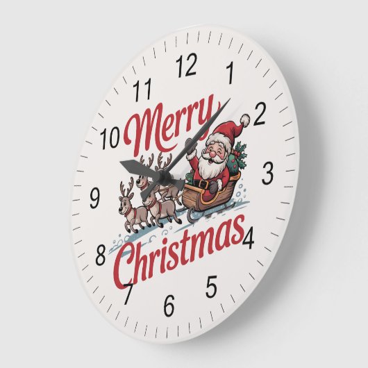 トレンディーメリークリスマスサンタスリートインディア ラージ壁時計 (傾斜)
