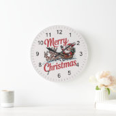 トレンディーメリークリスマスサンタスリートインディア ラージ壁時計 (ホーム)