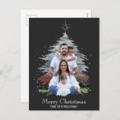 トレンディーメリークリスマスツリーシルエットフォトグレー シーズンポストカード (正面/裏面)
