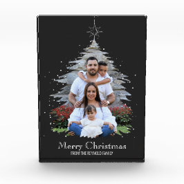 トレンディーメリークリスマスツリーシルエットフォトグレー フォトブロック