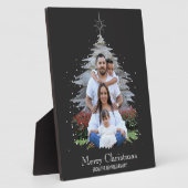 トレンディーメリークリスマスツリーシルエットフォトグレー フォトプラーク (側面)