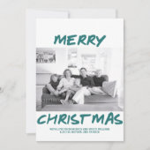 トレンディーメリークリスマスフォトカード |ティール（緑がかった色） シーズンカード (正面)