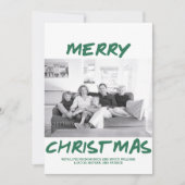 トレンディーメリークリスマスフォトカード |緑 シーズンカード (正面)