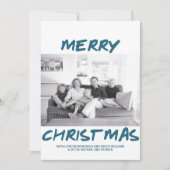 トレンディーメリークリスマスフォトカード |青 シーズンカード (正面)