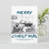 トレンディーメリークリスマスフォトカード |青 シーズンカード (スタンド正面)