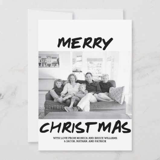 トレンディーメリークリスマスフォトカード |黒 シーズンカード (正面)