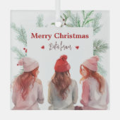 トレンディーメリークリスマスベスティーズ永遠最高のの友人 ガラスオーナメント (正面)