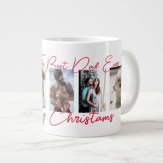 トレンディーメリークリスマス最高のパパエバーフォトコラージュ ジャンボコーヒーマグカップ (正面右)