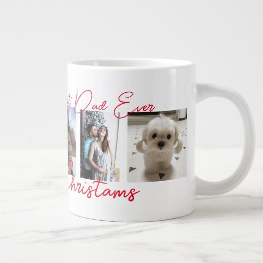 トレンディーメリークリスマス最高のパパエバーフォトコラージュ ジャンボコーヒーマグカップ (右)