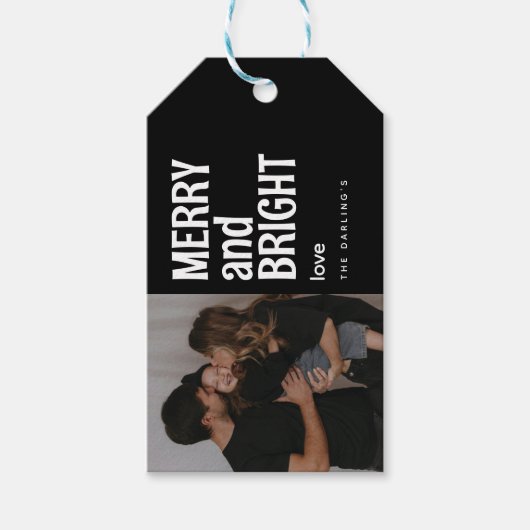 トレンディーメリー&ブライトフォトクリスマス ギフトタグ (正面)