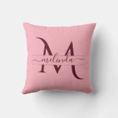 トレンディーメルロバーガンディピンクモノグラムフェミニン クッション (裏面)