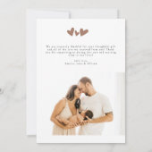 トレンディーモカハート2モダンフォトベビーシャワー サンキューカード (裏面)