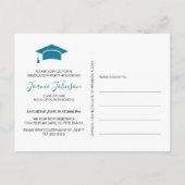 トレンディーモザイクブルー幾何学卒業パーティー 案内ポストカード (裏面)