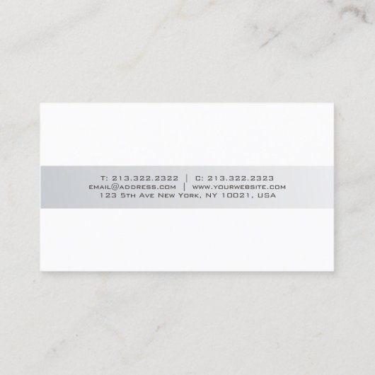 トレンディーモダンお洒落クリエイティブシルバーホワイトプレーン 名刺 (裏面)