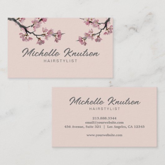 トレンディーモダンさくらんぼブロッサムツリーブランチ 名刺 (正面/裏面)