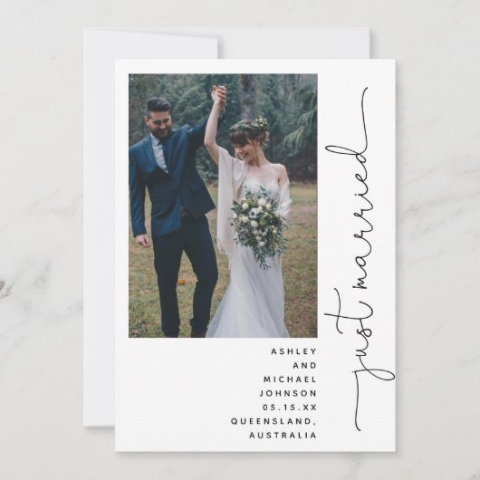 トレンディーモダンたった今結婚しました披露宴のみ2写真 招待状 (正面)