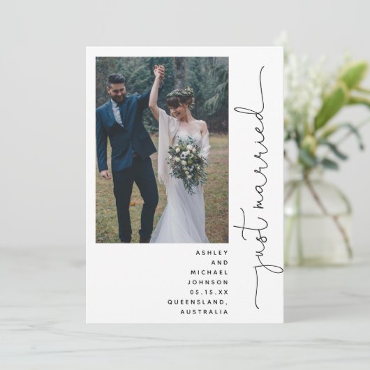 トレンディーモダンたった今結婚しました披露宴のみ2写真 招待状 (スタンド正面)