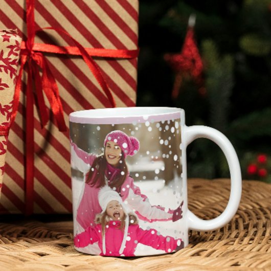 トレンディーモダンのクリスマススノーフレーク写真 コーヒーマグカップ