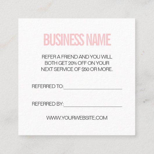 トレンディーモダンは友人のピンクの名刺を参照 スクエア名刺 (裏面)