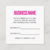 トレンディーモダンは友人のピンクの紹介カードを参照する スクエア名刺 (裏面)