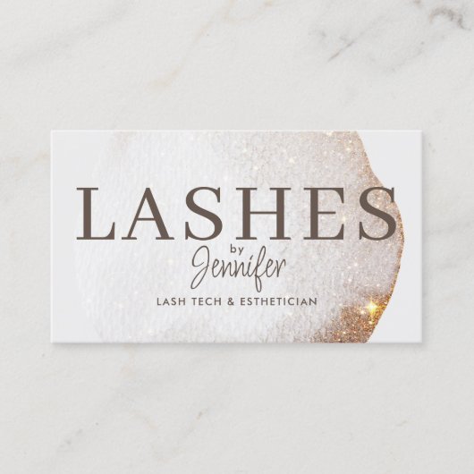 トレンディーモダンまつ毛エクステンションQRコード金ゴールド 名刺 (正面)